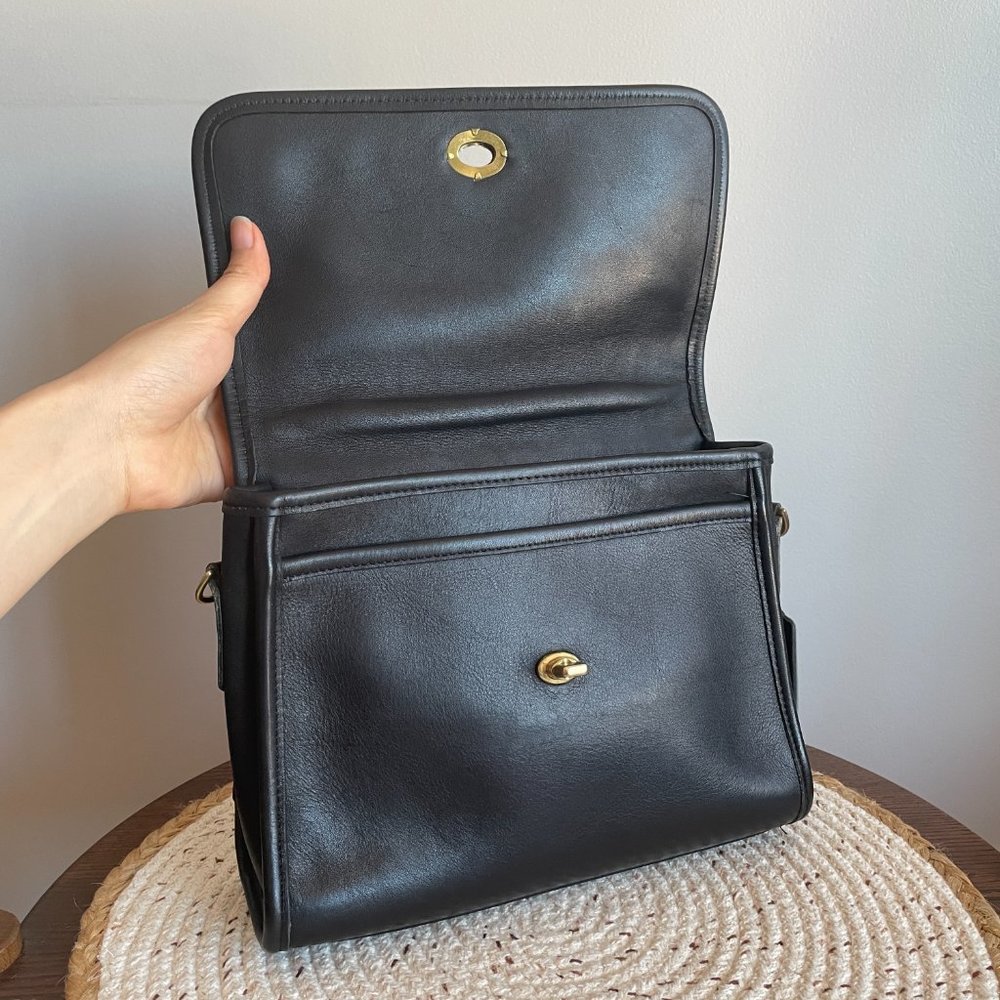 SOLD Vintage Coach Black Court Bag 9870, Coach Top Handle Bag, Coach Crossbody - Picture 5 of 14